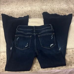 Flying monkey dark wash ripped flare jeans size 24